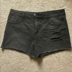 Time and Tru Black Jean Shorts with Distressed Details